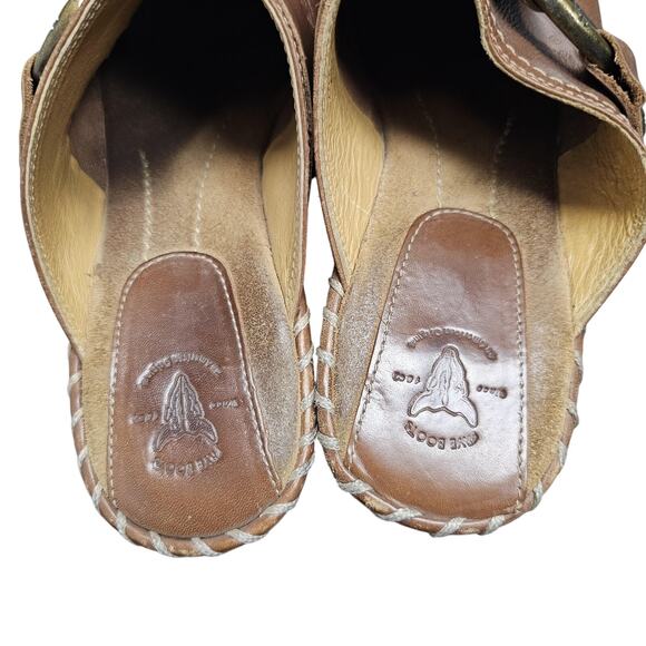 Frye Charlotte Mule Womens 7 Brown Leather Clog Ring Stud Whipstitch Western - Picture 7 of 9